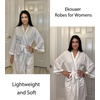 Ekouaer Robes for Women Waffle Knee Length Bathrobe Lightweight Soft Sleepwear V neck 3/4 Casual Ladies Loungewear S-XXL(White)