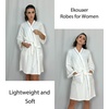 Ekouaer Robes for Women Waffle Knee Length Bathrobe Lightweight Soft Sleepwear V neck 3/4 Casual Ladies Loungewear S-XXL(White)