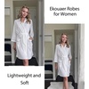 Ekouaer Robes for Women Waffle Knee Length Bathrobe Lightweight Soft Sleepwear V neck 3/4 Casual Ladies Loungewear S-XXL(White)
