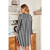 Ekouaer Women’s Nightgown V Neck Striped Button Down Sleepwear 3/4 Sleeves Nightshirts Soft Button Sleep Dress S-XXL(Black White Stripes)