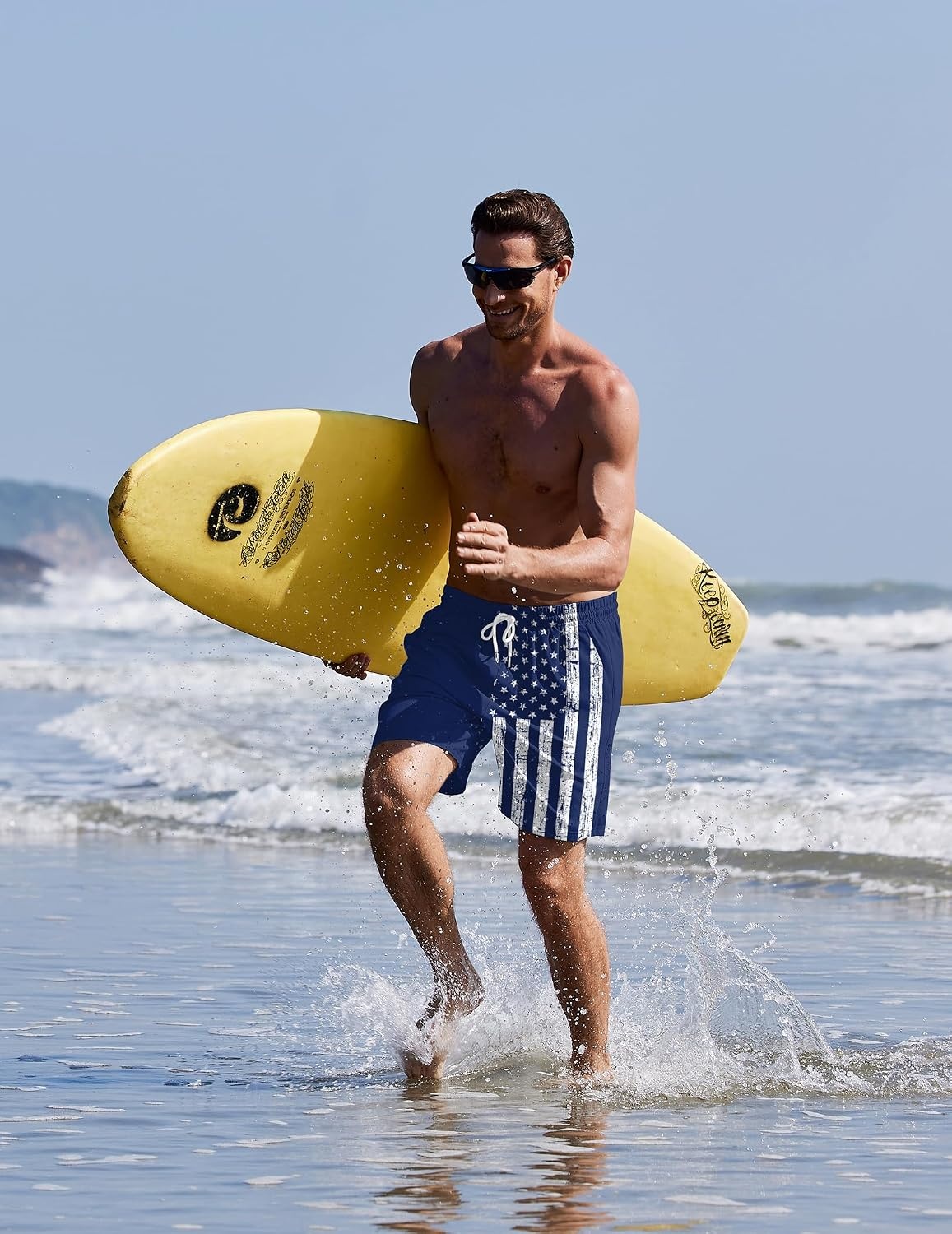 image:imageEkouaer Mens Swim Trunks 7 Inch Quick Dry Breathable Board Shorts Beach Bathing Suit Lightweight Swimsuit SwimwearAmerican Flagvintage Blue