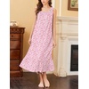 Ekouaer 2 Pack Nightgowns for Women Sleeveless Long Night Gowns Victorian Nightdress with Pockets Soft Ladies Gown(Floral Pink/Floral Blue)