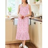 Ekouaer 2 Pack Nightgowns for Women Sleeveless Long Night Gowns Victorian Nightdress with Pockets Soft Ladies Gown(Floral Pink/Floral Blue)