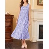 Ekouaer 2 Pack Nightgowns for Women Sleeveless Long Night Gowns Victorian Nightdress with Pockets Soft Ladies Gown(Floral Purple/Dog Footprints)