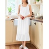 Ekouaer 2 Pack Nightgowns for Women Sleeveless Long Night Gowns Victorian Nightdress with Pockets Soft Ladies Gown(White/Dog Footprints)
