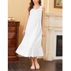 Ekouaer 2 Pack Nightgowns for Women Sleeveless Long Night Gowns Victorian Nightdress with Pockets Soft Ladies Gown(White/Floral Pink)