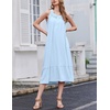 Ekouaer 2 Pack Nightgowns for Women Sleeveless Long Night Gowns Victorian Nightdress with Pockets Soft Ladies Gown(White/Light Blue)