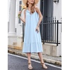 Ekouaer 2 Pack Nightgowns for Women Sleeveless Long Night Gowns Victorian Nightdress with Pockets Soft Ladies Gown(White/Light Blue)