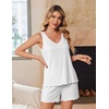 Ekouaer 2 Pack Pajamas for Women Set Tank Top and Shorts Pjs Soft Sleeveless Sleepwear Summer Loungewear,S-XXL(Blue Bow /Milky White)