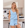 Ekouaer 2 Pack Pajamas for Women Set Tank Top and Shorts Pjs Soft Sleeveless Sleepwear Summer Loungewear,S-XXL(Blue Bow /Milky White)
