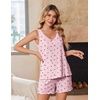 Ekouaer 2 Pack Pajamas for Women Set Tank Top and Shorts Pjs Soft Sleeveless Sleepwear Summer Loungewear,S-XXL(Blue Fowers/Pink Cherries)