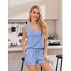 Ekouaer 2 Pack Pajamas for Women Set Tank Top and Shorts Pjs Soft Sleeveless Sleepwear Summer Loungewear,S-XXL(Light Blue/Pink Bow)