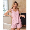 Ekouaer 2 Pack Pajamas for Women Set Tank Top and Shorts Pjs Soft Sleeveless Sleepwear Summer Loungewear,S-XXL(Light Blue/Pink Bow)