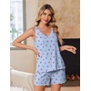 Ekouaer 2 Pack Pajamas for Women Set Tank Top and Shorts Pjs Soft Sleeveless Sleepwear Summer Loungewear,S-XXL(Yellow Flowers/Blue Cherries)