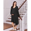 Ekouaer Labor and Delivery Gown and Robe Set for Hospital Nursing Nightgown | Open Back Maternity Nursing Dress Breastfeeding Postpartum Clothes(Black)