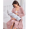 Ekouaer Labor and Delivery Gown and Robe Set for Hospital Nursing Nightgown | Open Back Maternity Nursing Dress Breastfeeding Postpartum Clothes(Mauve)