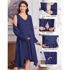 Ekouaer Labor and Delivery Gown and Robe Set for Hospital Nursing Nightgown | Open Back Maternity Nursing Dress Breastfeeding Postpartum Clothes(Navy Blue)