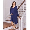 Ekouaer Labor and Delivery Gown and Robe Set for Hospital Nursing Nightgown | Open Back Maternity Nursing Dress Breastfeeding Postpartum Clothes(Navy Blue)