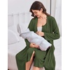 Ekouaer Labor and Delivery Gown and Robe Set for Hospital Nursing Nightgown | Open Back Maternity Nursing Dress Breastfeeding Postpartum Clothes(Olive Green)