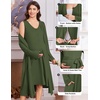 Ekouaer Labor and Delivery Gown and Robe Set for Hospital Nursing Nightgown | Open Back Maternity Nursing Dress Breastfeeding Postpartum Clothes(Olive Green)