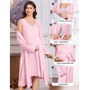 Ekouaer Labor and Delivery Gown and Robe Set for Hospital Nursing Nightgown | Open Back Maternity Nursing Dress Breastfeeding Postpartum Clothes(Pink)