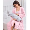 Ekouaer Labor and Delivery Gown and Robe Set for Hospital Nursing Nightgown | Open Back Maternity Nursing Dress Breastfeeding Postpartum Clothes(Pink)