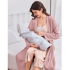 Ekouaer Labor and Delivery Gown and Robe Set for Hospital Nursing Nightgown | Open Back Maternity Nursing Dress Breastfeeding Postpartum Clothes(Pink Leopard)