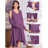 Ekouaer Labor and Delivery Gown and Robe Set for Hospital Nursing Nightgown | Open Back Maternity Nursing Dress Breastfeeding Postpartum Clothes(Purple Red)