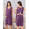 Ekouaer Labor and Delivery Gown and Robe Set for Hospital Nursing Nightgown | Open Back Maternity Nursing Dress Breastfeeding Postpartum Clothes(Purple Red)