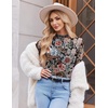 Ekouaer Lace Long Sleeve Tops for Women Mock Turtleneck Mesh Shirts Sexy See Through Mesh Undershirts Fashion Going Out Tees(Flroal Printed)