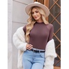 Ekouaer Lace Long Sleeve Tops for Women Mock Turtleneck Mesh Shirts Sexy See Through Mesh Undershirts Fashion Going Out Tees(Magenta)