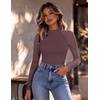 Ekouaer Lace Long Sleeve Tops for Women Mock Turtleneck Mesh Shirts Sexy See Through Mesh Undershirts Fashion Going Out Tees(Magenta)