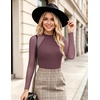 Ekouaer Lace Long Sleeve Tops for Women Mock Turtleneck Mesh Shirts Sexy See Through Mesh Undershirts Fashion Going Out Tees(Magenta)