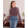 Ekouaer Lace Long Sleeve Tops for Women Mock Turtleneck Mesh Shirts Sexy See Through Mesh Undershirts Fashion Going Out Tees(Magenta)