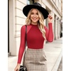 Ekouaer Lace Long Sleeve Tops for Women Mock Turtleneck Mesh Shirts Sexy See Through Mesh Undershirts Fashion Going Out Tees(Red)