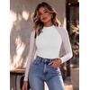 Ekouaer Lace Long Sleeve Tops for Women Mock Turtleneck Mesh Shirts Sexy See Through Mesh Undershirts Fashion Going Out Tees(Whtie)