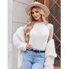 Ekouaer Lace Long Sleeve Tops for Women Mock Turtleneck Mesh Shirts Sexy See Through Mesh Undershirts Fashion Going Out Tees(Whtie)