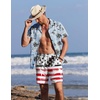 Ekouaer Mens Swim Trunks 7 Inch Quick Dry Breathable Board Shorts Beach Bathing Suit Lightweight Swimsuit Swimwear(American Flag(leaf Black Red))
