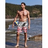 Ekouaer Mens Swim Trunks 7 Inch Quick Dry Breathable Board Shorts Beach Bathing Suit Lightweight Swimsuit Swimwear(American Flag(leaf Black Red))