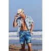 Ekouaer Mens Swim Trunks 7 Inch Quick Dry Breathable Board Shorts Beach Bathing Suit Lightweight Swimsuit Swimwear(Light Blue-island Scenery)