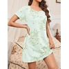 Ekouaer Nightgowns for Women Cotton Sleepshirts Short Sleeve Nightshirt Tshirt Night Gown Casual Sleepdress Comfy Nightdress(Light Green Floral)