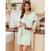 Ekouaer Nightgowns for Women Cotton Sleepshirts Short Sleeve Nightshirt Tshirt Night Gown Casual Sleepdress Comfy Nightdress(Light Green Floral)