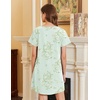 Ekouaer Nightgowns for Women Cotton Sleepshirts Short Sleeve Nightshirt Tshirt Night Gown Casual Sleepdress Comfy Nightdress(Light Green Floral)