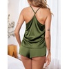 Ekouaer Silky Women Pajamas Set Satin Cami Top & Shorts Lingerie Pjs | 2 Piece Silk Nightwear Soft Camisole Sleepwear for Home, Daily Wear, Wedding, Party, Date Nights(Army Green)