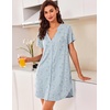 Ekouaer Women V Neck Button Down Nightgown(Light Blue Floral)