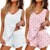 Ekouaer 2 Pack Pajamas for Women Set Tank Top and Shorts Pjs Soft Sleeveless Sleepwear Summer Loungewear,S-XXL(Blue Fowers/Pink Cherries)