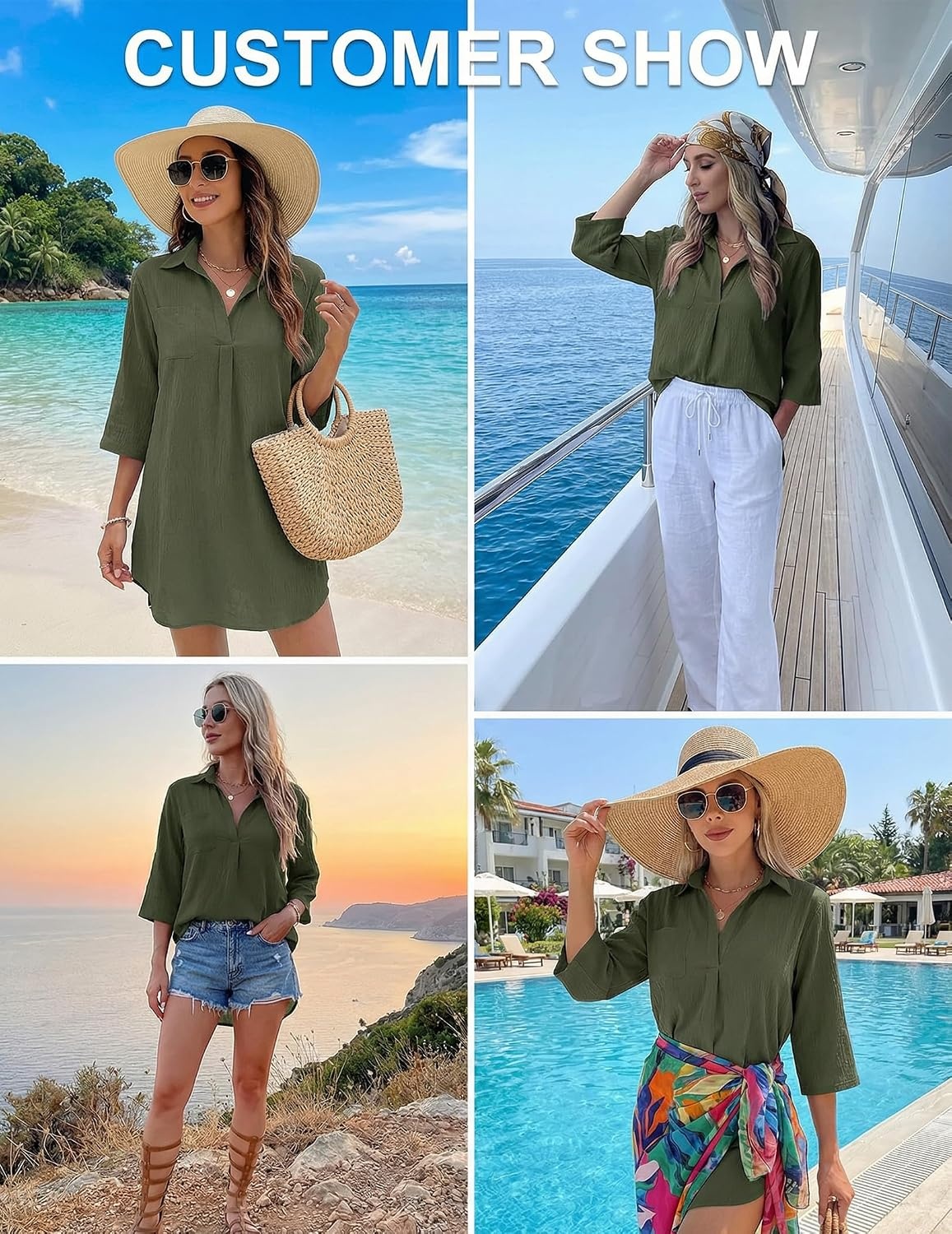 image:imageEkouaer Swimsuit Coverup for Women Bathing Suit Cover Up 2026 Summer Beach Vacation OutfitsArmy Green