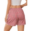 Ekouaer 2 Pack Womens Pajama Shorts 2026 Summer Casual Lounge Sleep Short Ruffle Soft Comfy Pj Bottoms with Pockets(Red White Plaid)