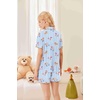 Ekouaer Button Up Pajamas Set for Women Short Sleeve Ribbed Knit Sleepwear 2 Piece Pjs Shorts Set(Blue-striped Dog)
