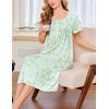 Ekouaer Cotton Nightgowns for Women Short Sleeve House Dress Pleated Night Gown Button Sleep Shirt Ladies Nightdress(Floral Light Green)